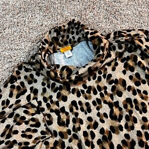 Ruby Rd‎ Leopard Print Cowl Neck Tunic Top Buttery Soft Women's 2X